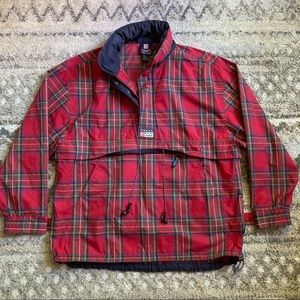 VTG Chaps RL Red Plaid Pullover Jacket Medium